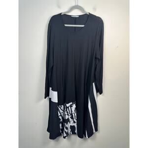 Tekbika by Alembika Lagenlook Black Dress Mixed Media Size 4/Large EUC